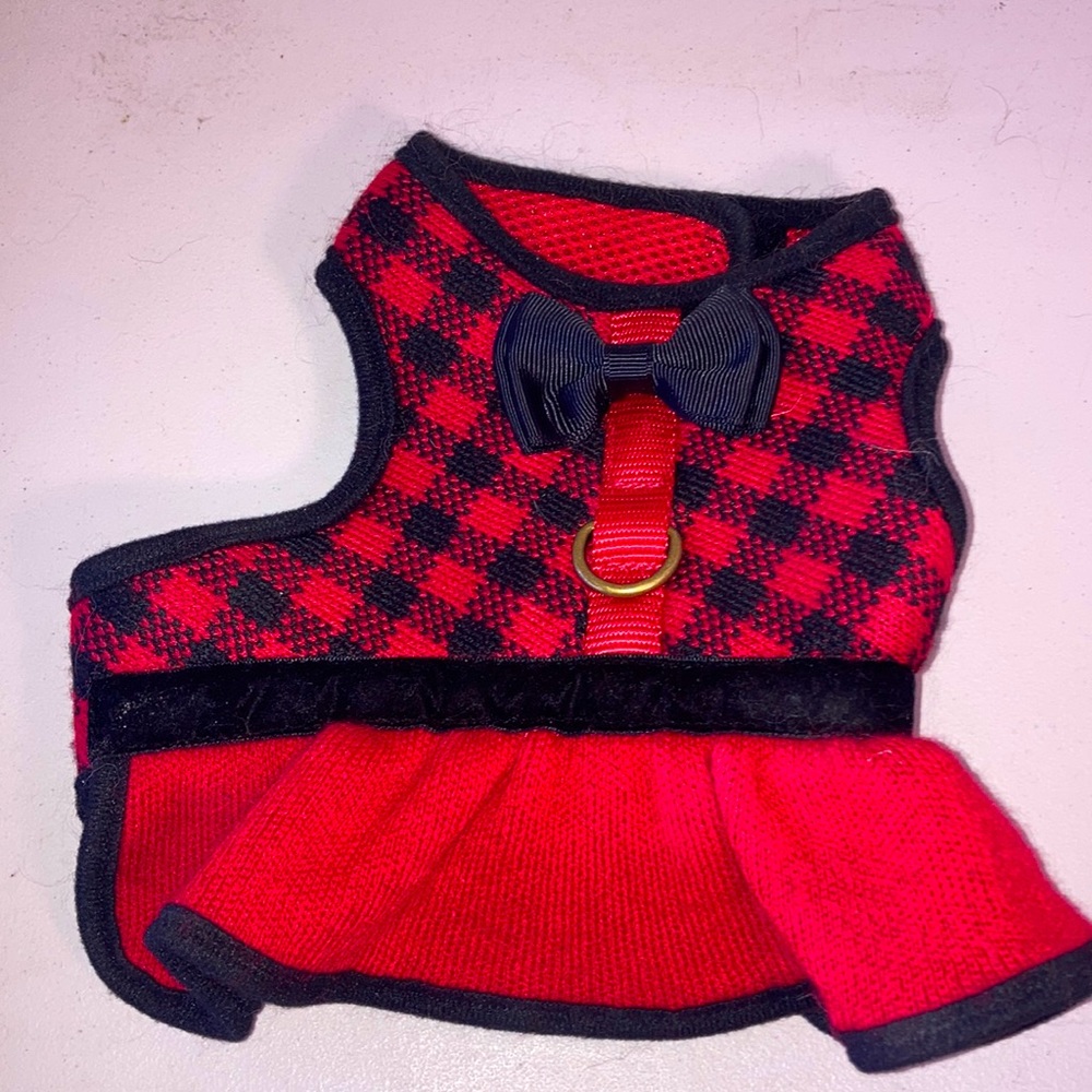 Top Paw red and black, buffalo, check, dog dress/harness size XS